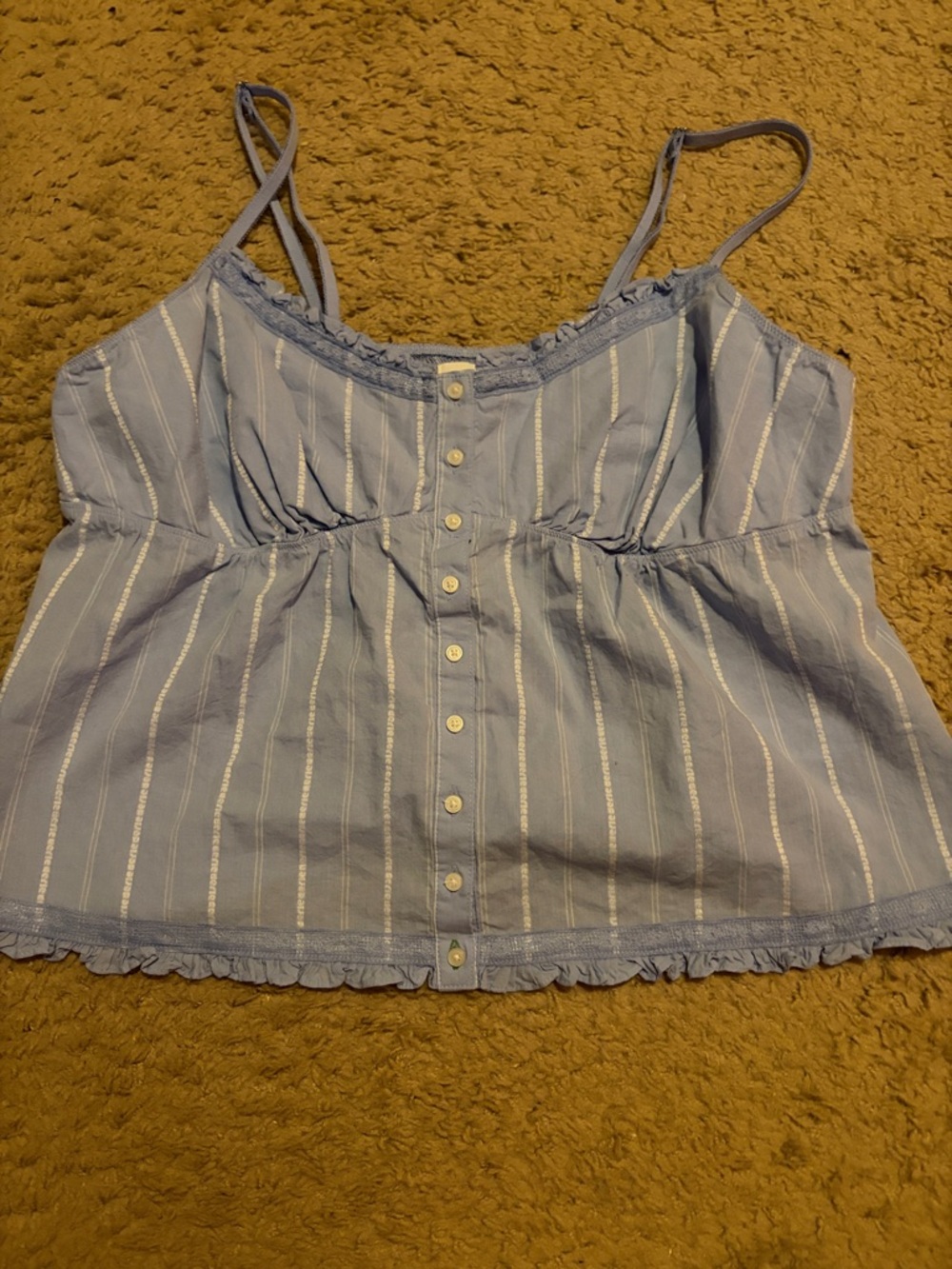 Aerie Pale Blue and White Striped Button-Front Cami